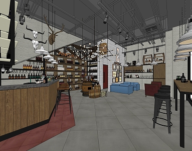 INDUSTRIAL LOFT Winery Tasting Area 3d model