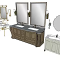 Various Bathroom Vanity Designs With Mirrors Double Sinks And Cabinets 3d model