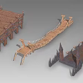Wooden Bridges With Various Designs And Different Support Structures And Railings 3d model