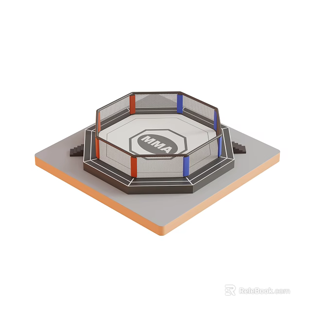 Professional UFC Octagon Fighting Cage Sports Equipment With Fenced Walls And Platform Base 3d model 