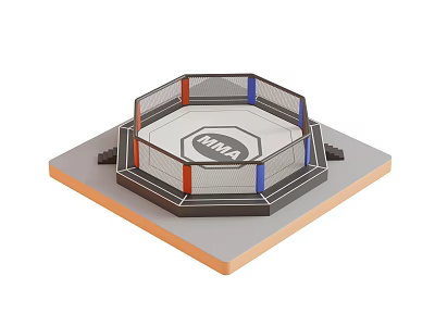 Professional UFC Octagon Fighting Cage Sports Equipment With Fenced Walls And Platform Base 3d model