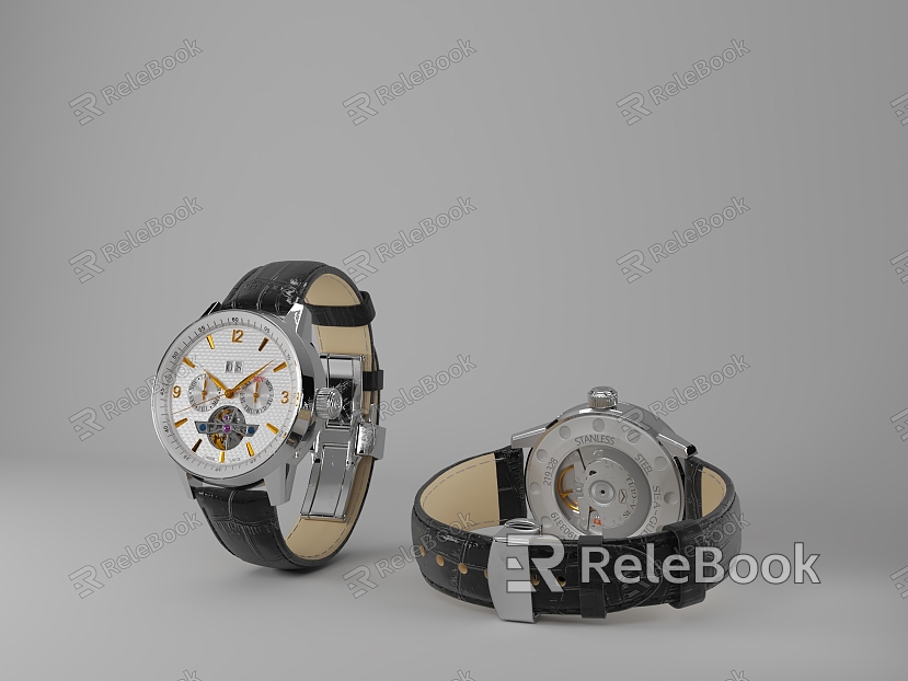 Mechanical watch metal watch leather strap stainless steel material model