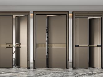 New Chinese Double Door Entry Door 3d model