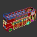 Red Double Decker Bus With Open Top And Blue Seats Exterior Design