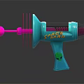 Colorful Blue And Pink Space Gun Toy With Transparent Chamber And Alien Design