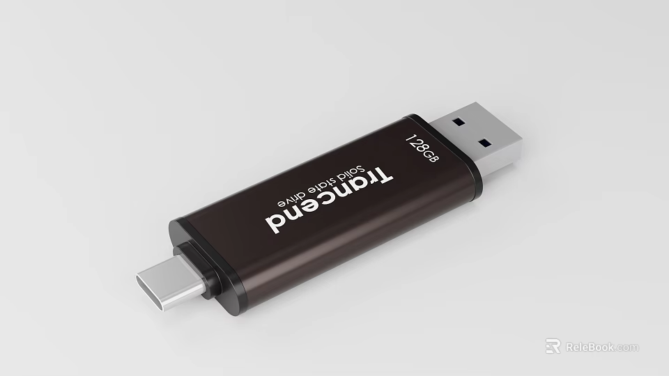 Transcend JetFlash 820 Black USB Flash Drive With USB And Type C Connectors 3d model 