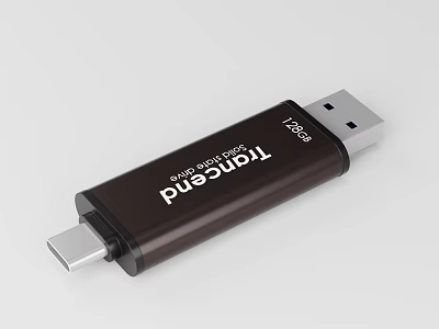 Transcend JetFlash 820 Black USB Flash Drive With USB And Type C Connectors 3d model
