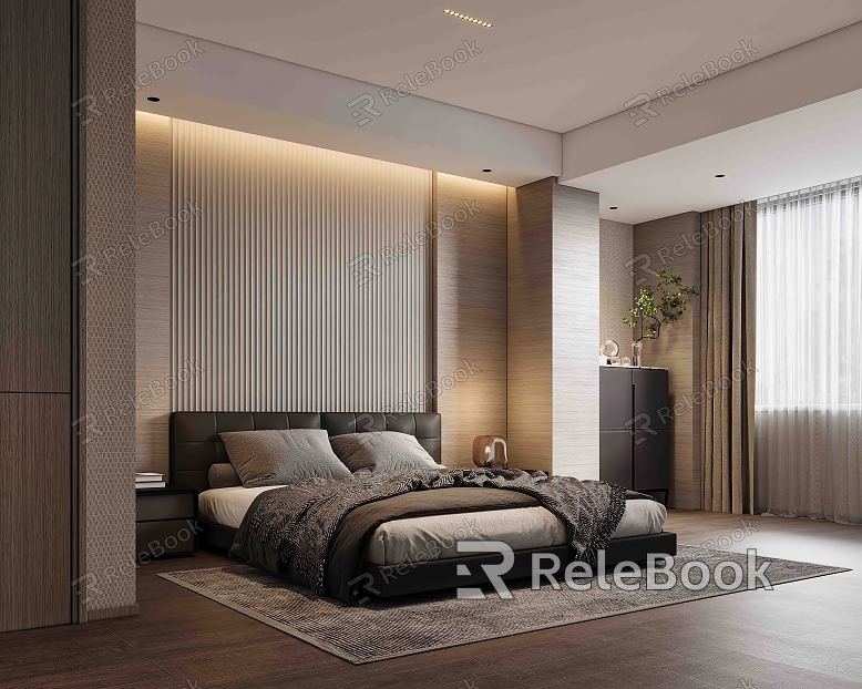 Bedroom Italian Bedroom Black and White Grey Light Luxury Bedroom Wardrobe Chandelier Hong Kong Style Black and White Grey F961 model