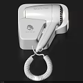 Sleek White Wall Mounted Hand Dryer With Coiled Cord And Modern Design