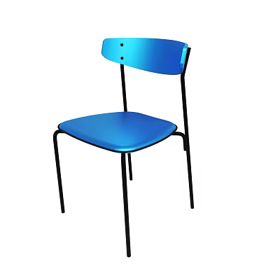 Stylish Blue Chair With Black Metal Frame And Comfortable Seat Design 3d model