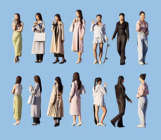 Many people, modern people. 3d model