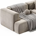 Stylish Modern Sectional Sofa Design With Decorative Pillows And Soft Throw Blanket 3d model
