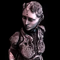 Intricate Female Character Sculpture With Biomechanical Texture And Organic Features