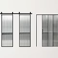 Modern Sliding Doors Featuring Vertical Striped Design Top Track Installation And Double Panel Structure 3d model