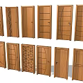 Wooden Hinged Doors With Various Panel Patterns For Home Interior Use 3d model