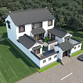 Traditional Chinese Detached Villa With Tiled Roof White Walls Courtyard And Green Surroundings