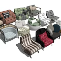 Modern Single Sofa Featuring Various Stylish Patterns And Comfortable Upholstered Designs 3d model