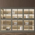 Modern Sideboard With Glass Doors And Built-in Lighting For Dinnerware