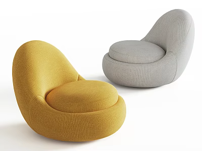 Modern Single Sofa Design With Yellow And Gray Round Shape Upholstered Seating 3d model