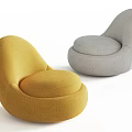 Modern Single Sofa Design With Yellow And Gray Round Shape Upholstered Seating 3d model