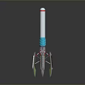 Space Rocket Design Featuring White Body Blue Section And Green Thrusters