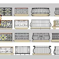 Various Decorative Railing Designs With Intricate Patterns And Iron Craftsmanship 3d model