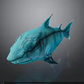 Blue Shark Model With Shiny Surface On Dark Background Showing Reflection