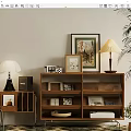 Middle Style Open Bookcase Hallway Cabinet 3d model