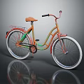 Colorful Vintage Bicycle Design With Orange Seat White Tires And Rear Rack