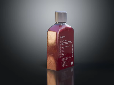 Elegant Red Cosmetic Perfume Bottle With Silver Cap And Metallic Label Design 3d model