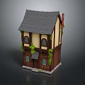 Cartoon House With Gray Roof Yellow Walls Brown Accents Green Vines Windows And Door