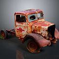 Vintage Rusty Farmer Truck With Weathered Red White Paint And Abandoned Look