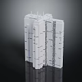 Modern High Rise Building With Vertical Lines And Layered White Facade Structure