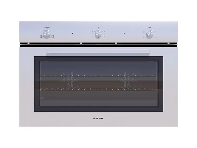 Built in Stainless Steel Kitchen Oven with Control Knobs and Glass Door 3d model