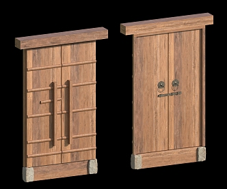 Old Wooden Door Chinese Style Door Patio Door 3d model