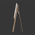 Wooden Easels Displaying Landscape And Seascape Paintings With Bridge Scene And Sailing Ships