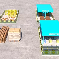 Construction Site Welding Reinforcement Processing Zones Wooden Boards Blue Covers