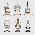 Stylish Hanging Chairs with Various Rattan Wooden Designs Stands and Comfortable Cushions