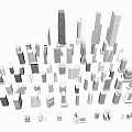 Modern Office Buildings With Various Designs And Different Heights In Urban Skyline