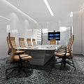Modern Conference Room Interior With Long Table Chairs Large Screen And Windows 3d model
