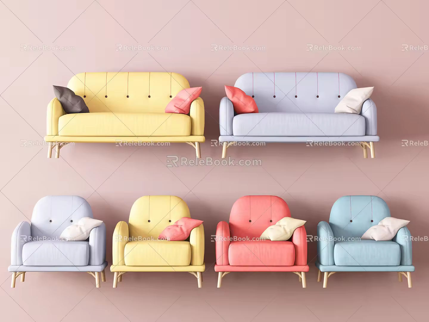 Nordic Combination Sofa Sofa Combination 3d model