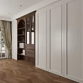 Elegant Wooden Bookcase With Glass Doors Books Decor And White Cabinets In Modern Room