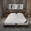 Background Double Bed with Bedside Tables Table Lamps Wall Painting Window Curtains Wooden Floor Rug