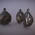 Three Silver Garbage Bags For Household Use With Tied Closure 3d model