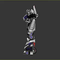 Mechanical Robot Character 3D Model With White Black Purple Detailed Mechanical Design In Standing Pose