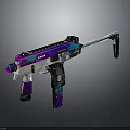 The Modern Tactical Gun with Purple Blue Green Gradient Finish and Sleek Metallic Design