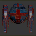 Sci Fi Mechanical Device With Red Blue Spherical Body Intricate Textures And Glowing Details