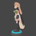 Cute Game Anime Character With Pink Long Hair Green Eyes And Green Pink Outfit
