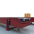 Red Industrial Conveyor Belts With Yellow Boxes For Material Handling 3d model