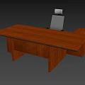 Modern Wooden Office Desk With Spacious Surface And Accompanying Office Chair